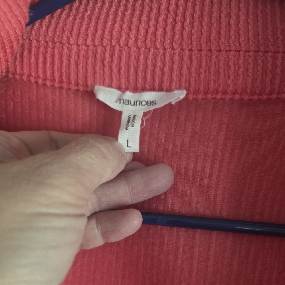 Maurices Coral Ribbed Button-Front Shirt Jacket - Picture 2 of 2